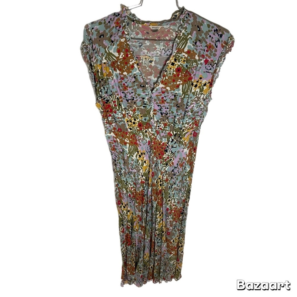 Fossil Vibrant Floral Print Bias Cut Midi Dress​